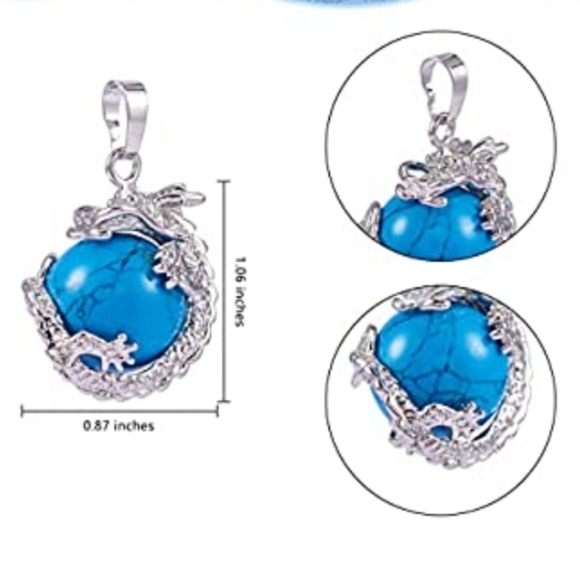 Silver Dragon Wrapped Chakra Energy Healing Pendants Set of 8 NWT - Picture 2 of 4